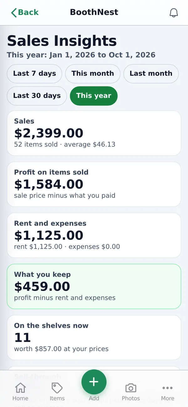 Sales Insights: $2,399 in sales this year
